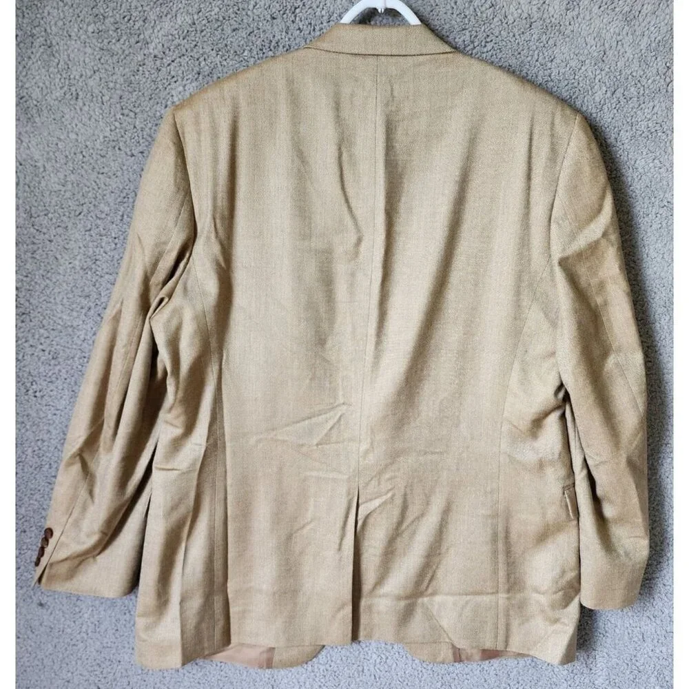 Lauren Ralph Lauren Beige 2‎ Button Blazer Suit Jacket Size 46 L Silk Wool Blend